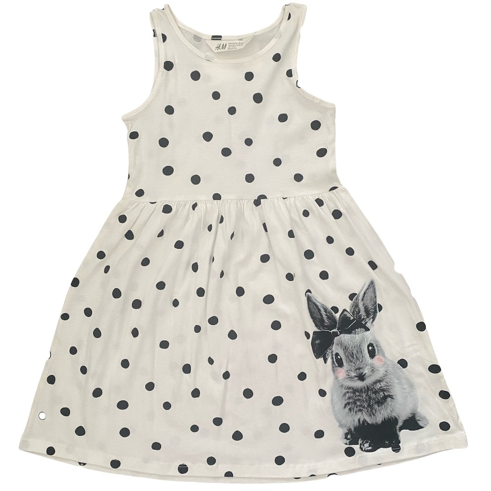 H&M Girls Polka Dot White Dress Size US 8-10Y